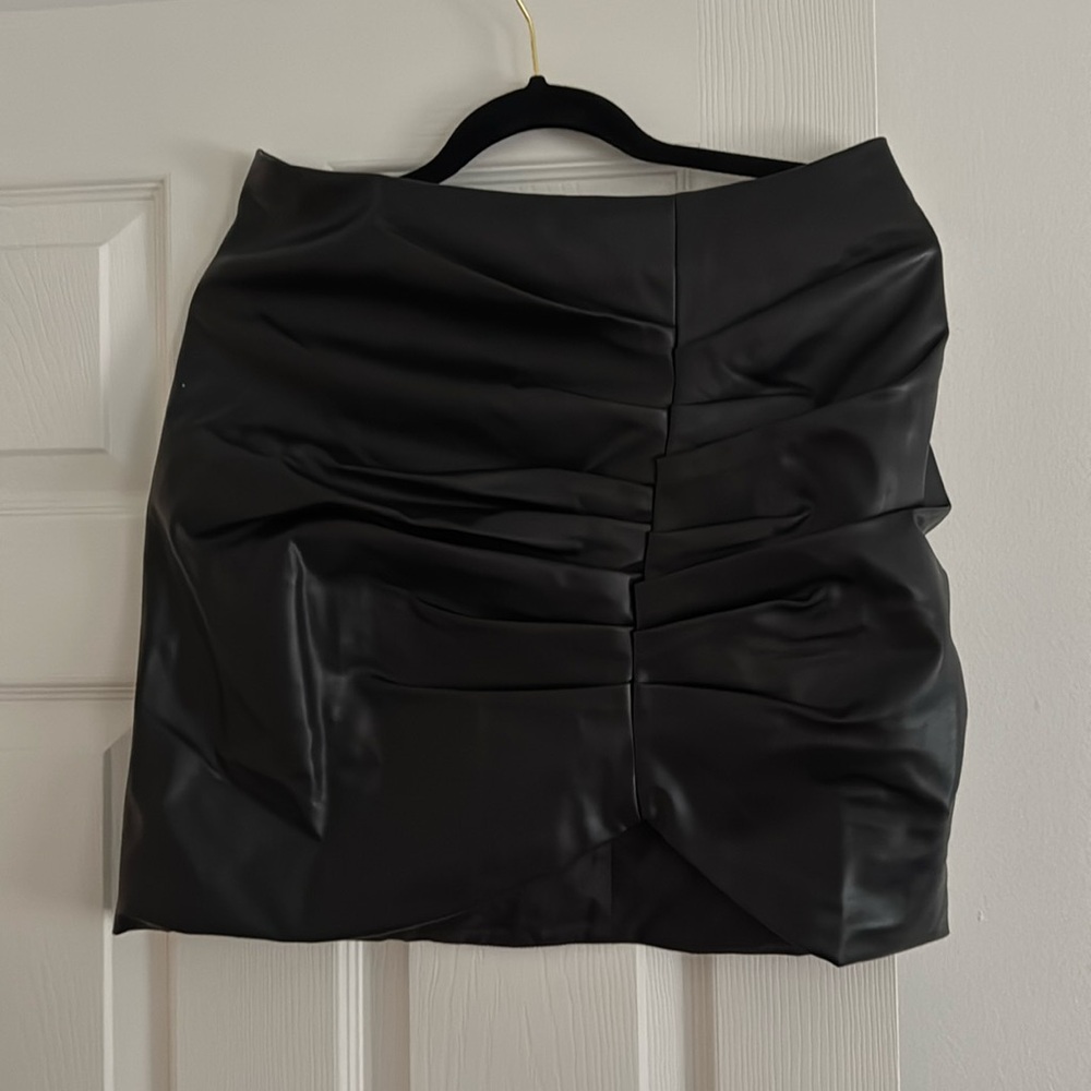 Pink Lily black leather skirt